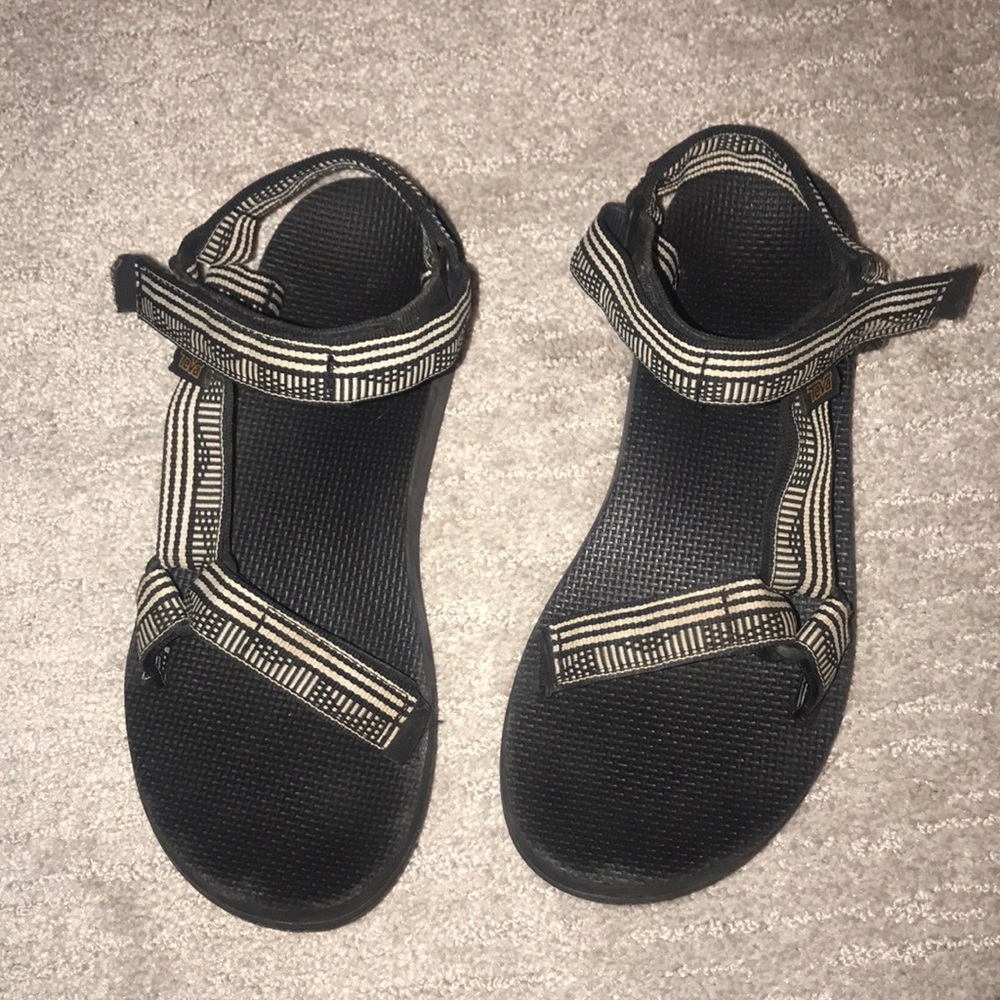 Black and white Tevas